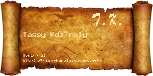 Tassy Károly névjegykártya